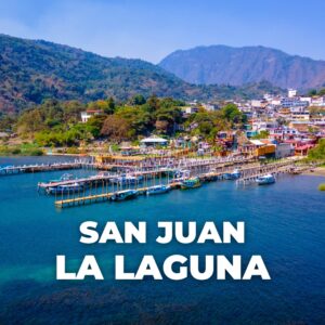 LAGO DE ATITLÁN Y POBLACIÓN DE SAN JUAN LA LAGUNA